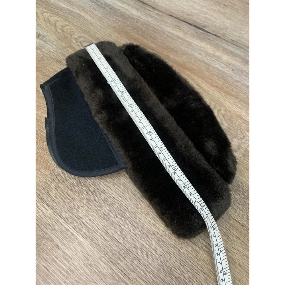 Vintage Faux Fur Russian Cossack Hat w/ Ear Warmers‎ in Dark Brown - 13 inches